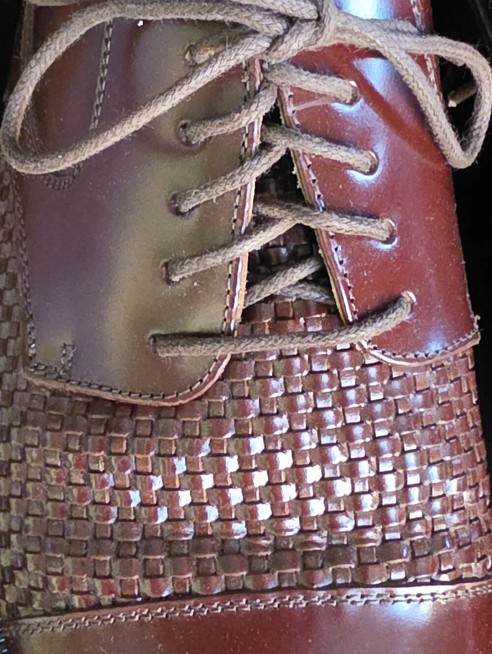 Florsheim Men's Brown Leather Woven Classic Lace Up Dress Shoes 11